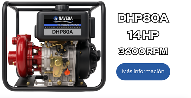 Motobomba NAVEGA DHP80A, 14 HP, 3600 RPM &mdash; M&aacute;s informaci&oacute;n